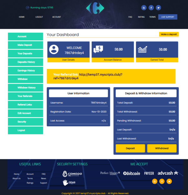 Script de proyecto HYIP GoldCoders DEMO #37